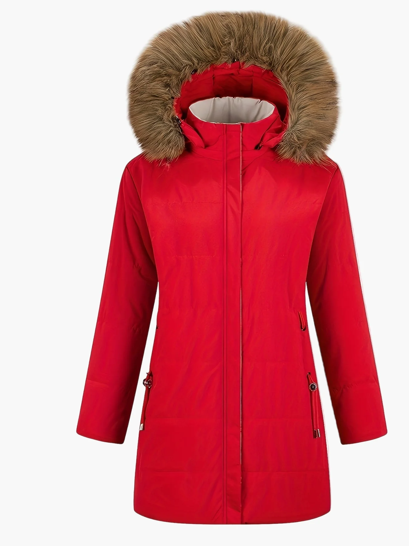 Manteau d'hiver femme style parka avec capuche en fausse fourrure – Élégance chic pour temps froid - Image 4
