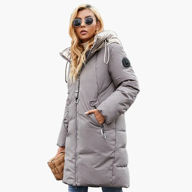 Manteau d'hiver femme style urbain chic avec col large – Idéal pour temps froid - Image 2