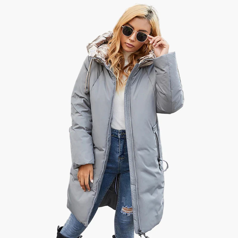Manteau d'hiver femme style urbain chic avec col large – Idéal pour temps froid - Image 3