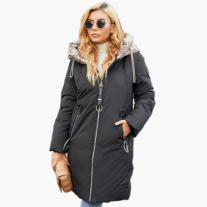 Manteau d'hiver femme style urbain chic avec col large – Idéal pour temps froid - Image 5