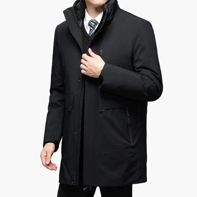 Manteau d'hiver homme élégant style business, veste longue à capuche pour usage professionnel et quotidien - Image 3