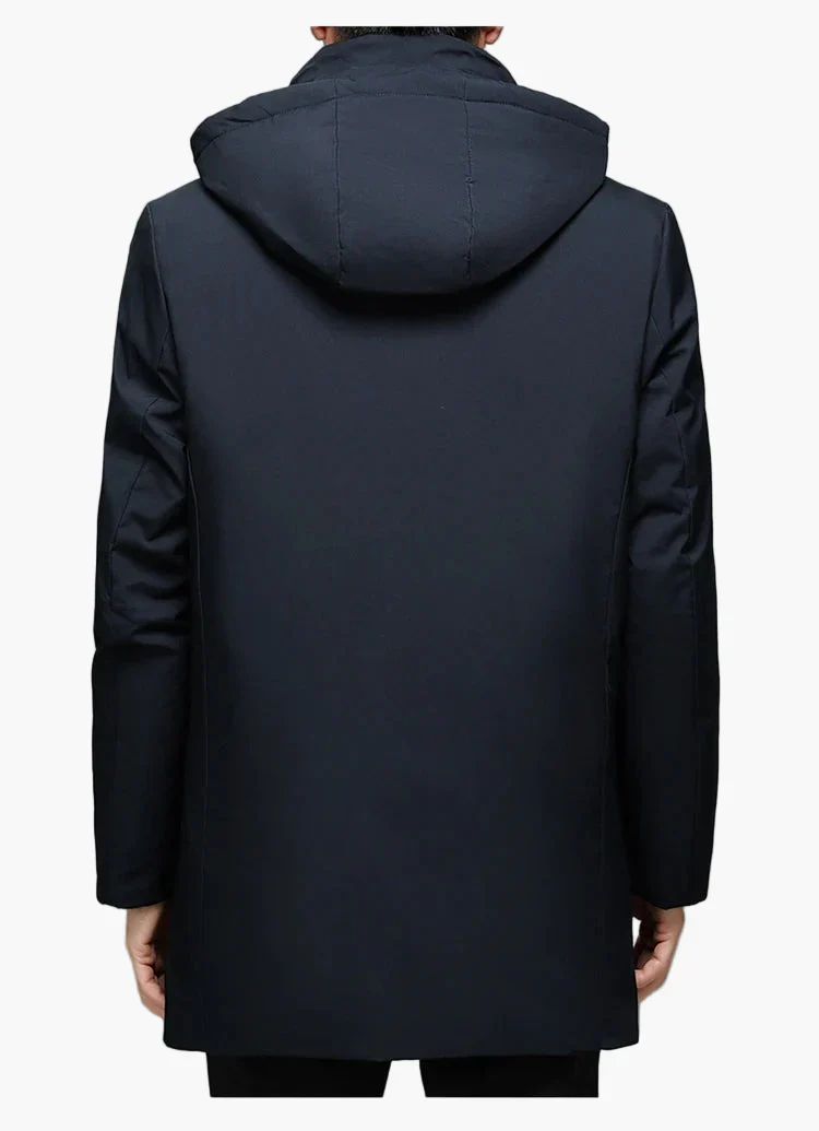 Manteau d'hiver homme élégant style business, veste longue à capuche pour usage professionnel et quotidien - Image 5