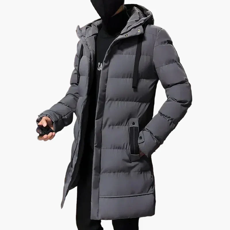 Manteau d'hiver homme style long urbain avec capuche - Mode décontractée et chaude - Image 2