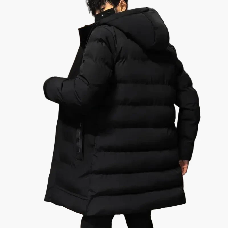 Manteau d'hiver homme style long urbain avec capuche - Mode décontractée et chaude - Image 3