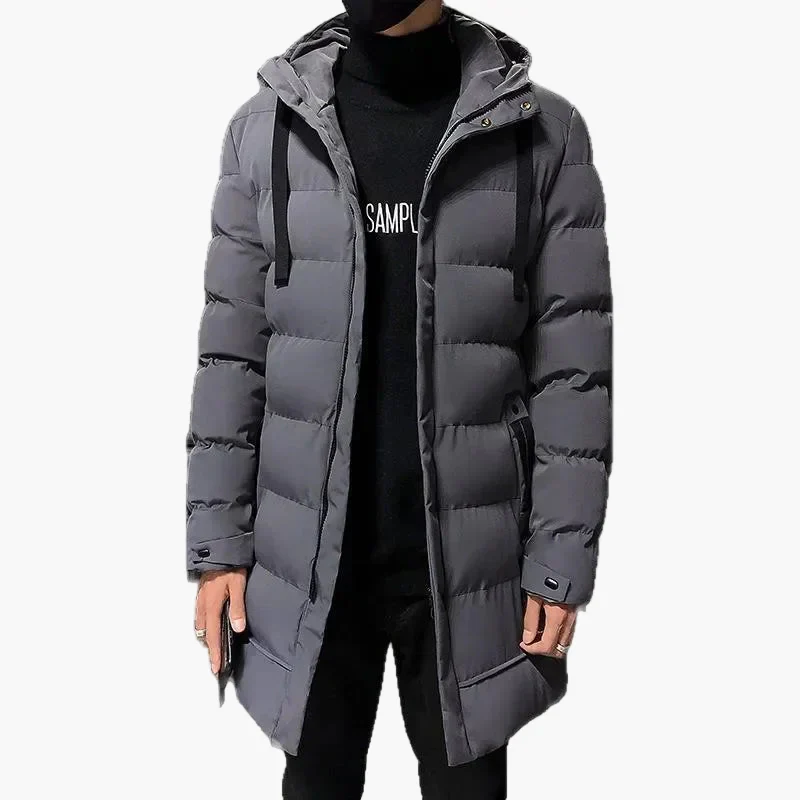 Manteau d'hiver homme style long urbain avec capuche - Mode décontractée et chaude - Image 4