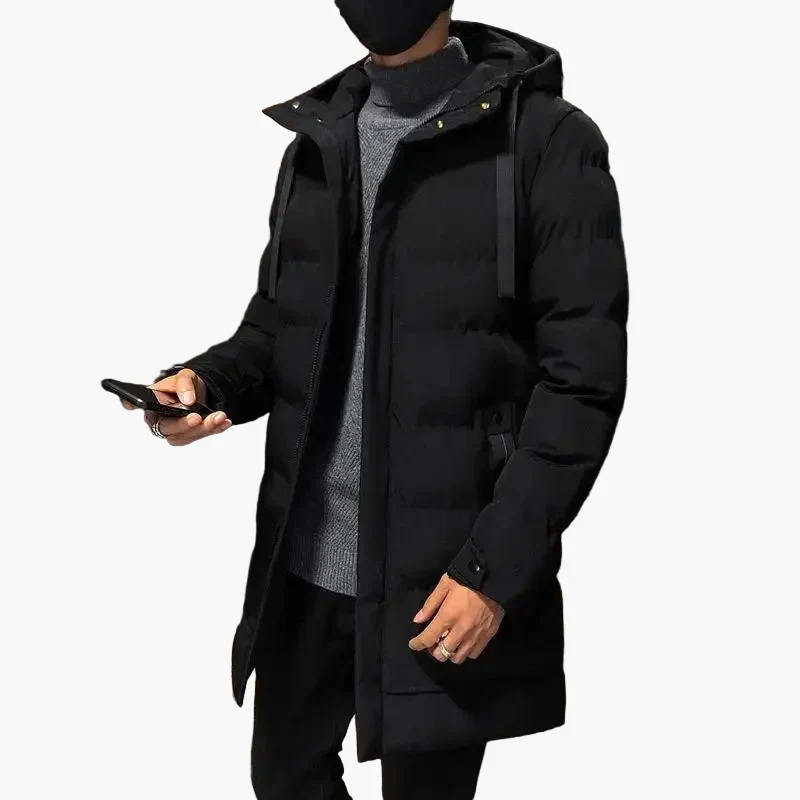 Manteau d'hiver homme style long urbain avec capuche - Mode décontractée et chaude - Image 5