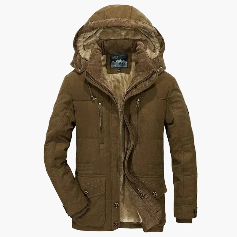 Manteau d'hiver homme style urbain avec capuche et doublure chaude - Image 2