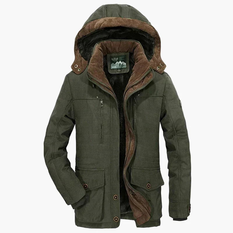 Manteau d'hiver homme style urbain avec capuche et doublure chaude - Image 3