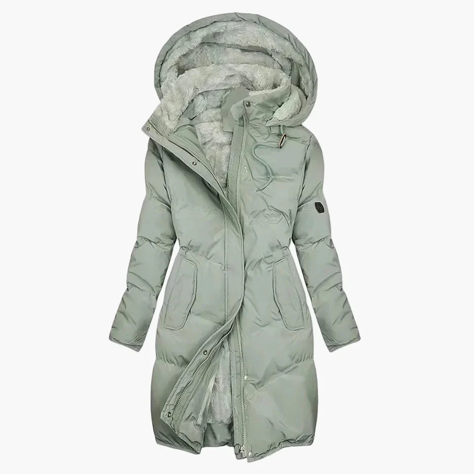 Manteau d'hiver long à capuche pour femme, style élégant et chaud, idéal pour l'hiver - Image 2