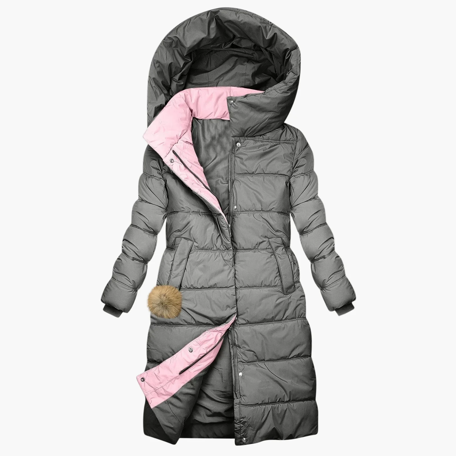 Manteau d'Hiver Long Matelassé à Capuche pour Femme - Style Puffer Élégant et Coupe-Vent - Image 4