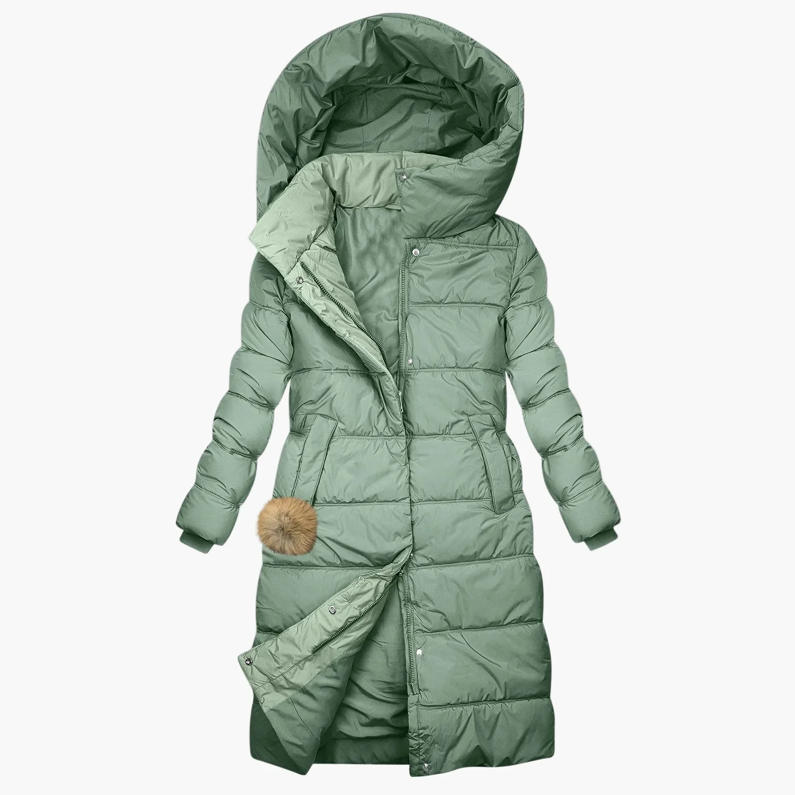 Manteau d'Hiver Long Matelassé à Capuche pour Femme - Style Puffer Élégant et Coupe-Vent - Image 5