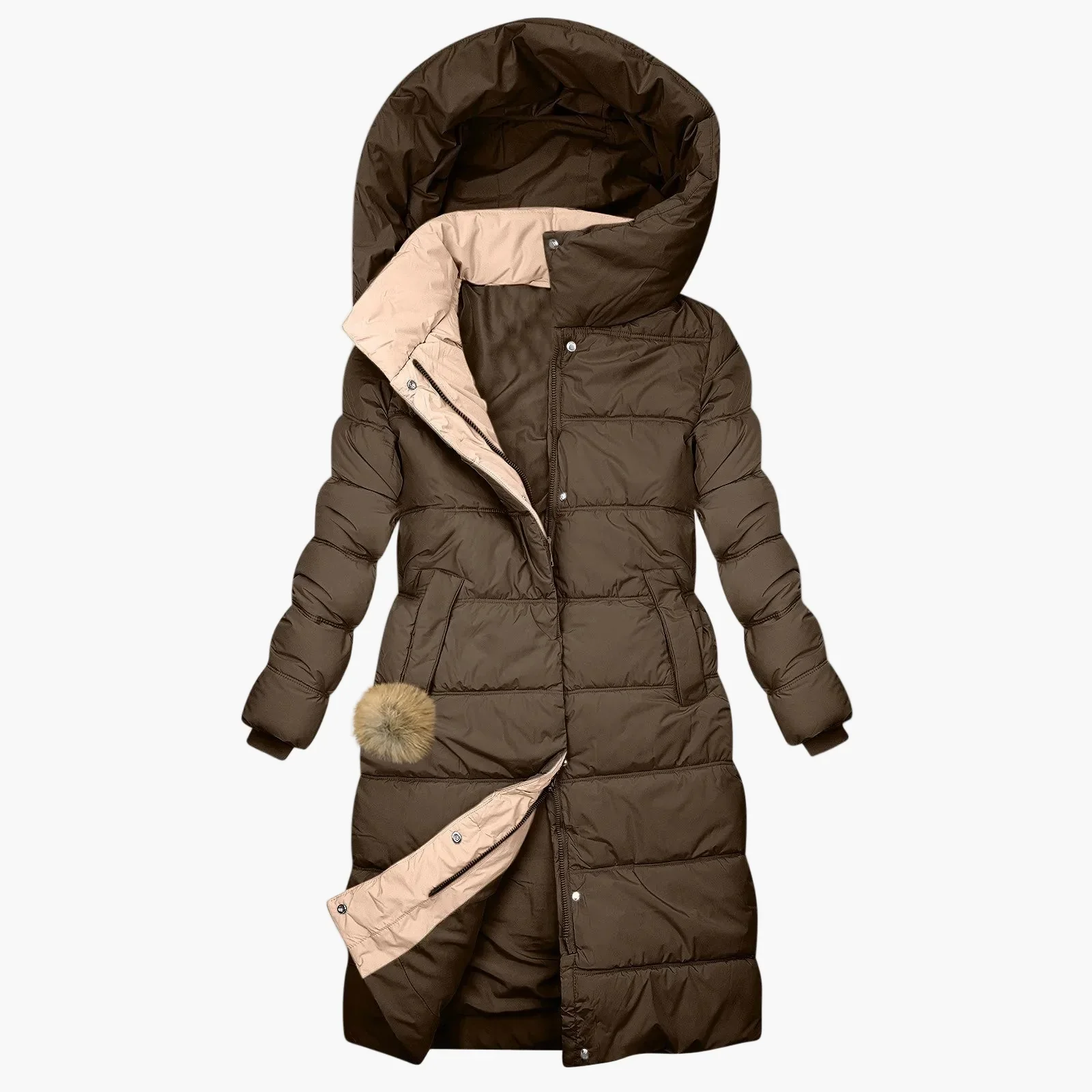 Manteau d'Hiver Long Matelassé à Capuche pour Femme - Style Puffer Élégant et Coupe-Vent - Image 8