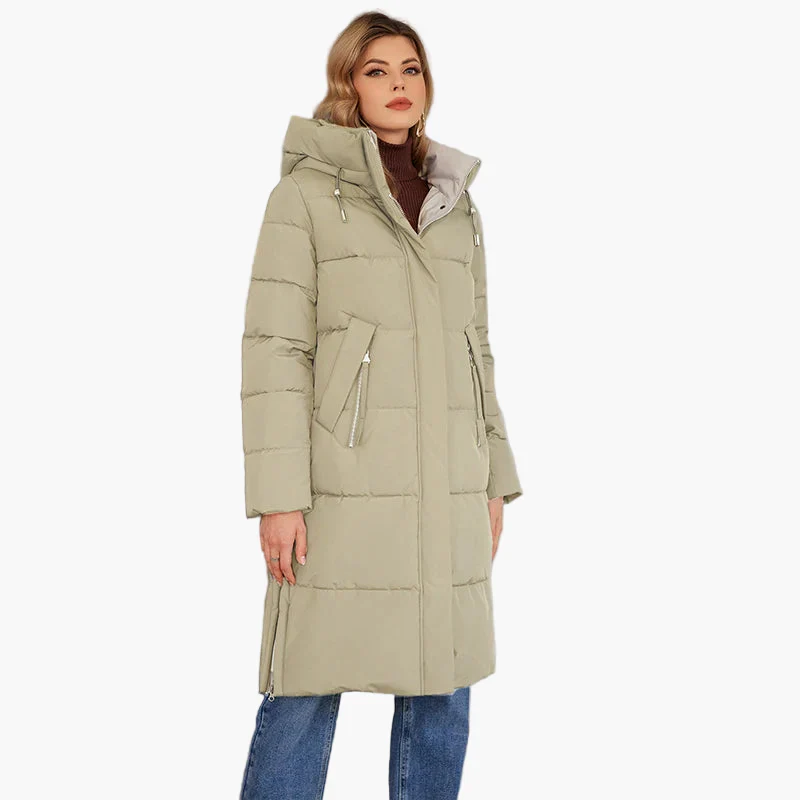 Manteau d'hiver long matelassé à capuche pour femme, style urbain chaud - Image 3