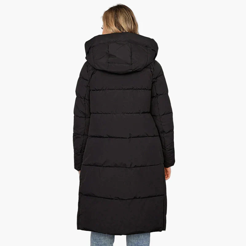 Manteau d'hiver long matelassé à capuche pour femme, style urbain chaud - Image 4