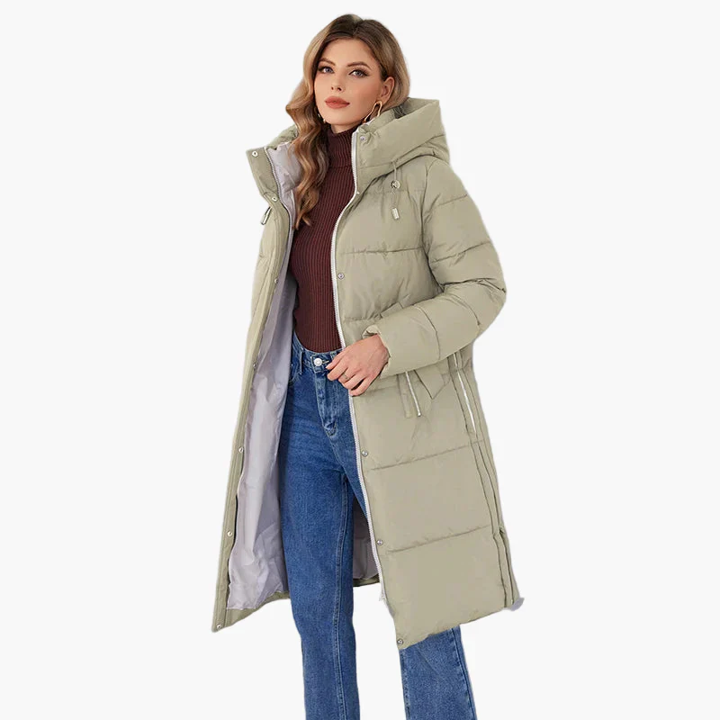 Manteau d'hiver long matelassé à capuche pour femme, style urbain chaud - Image 5