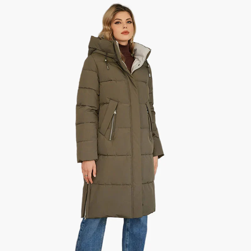 Manteau d'hiver long matelassé à capuche pour femme, style urbain chaud - Image 6