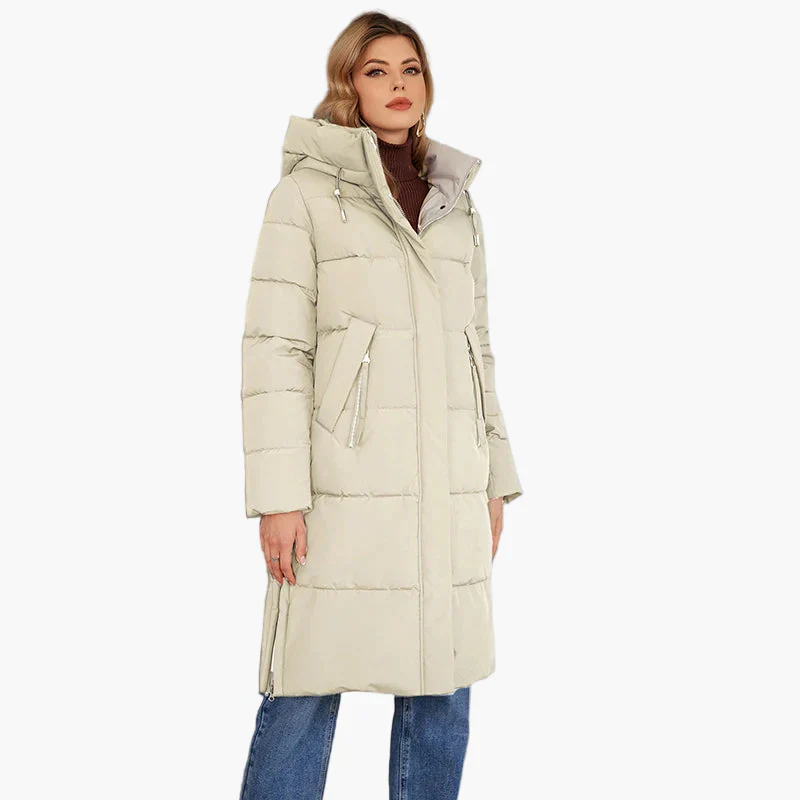 Manteau d'hiver long matelassé à capuche pour femme, style urbain chaud - Image 7