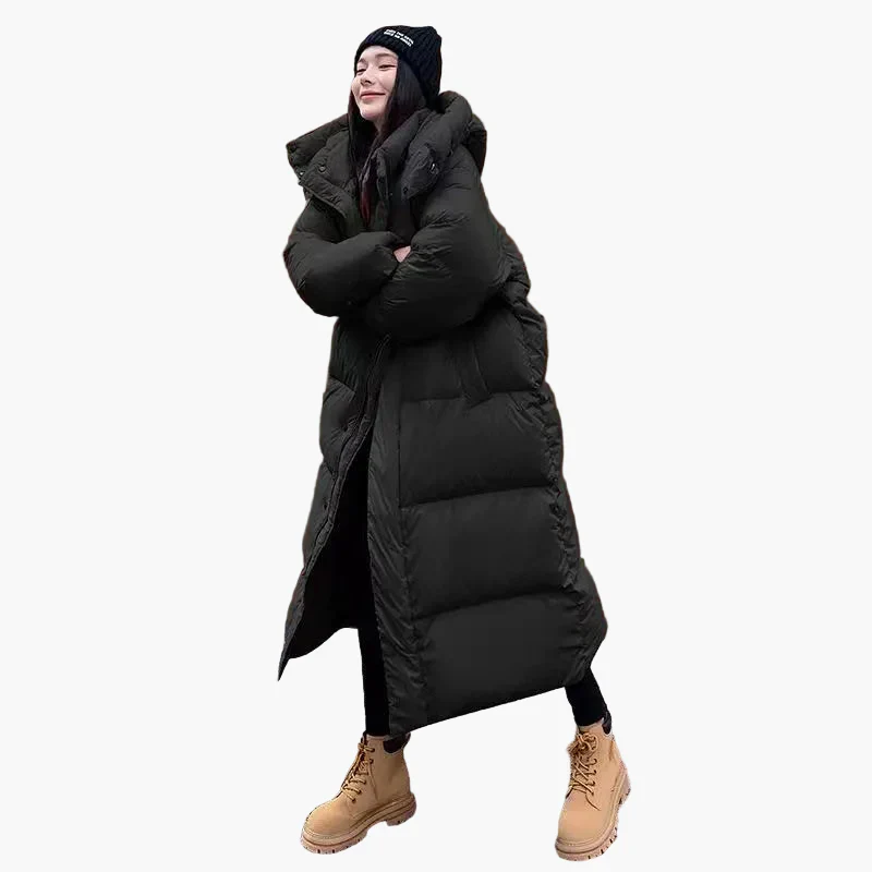 Manteau d’Hiver Long Matelassé Femme avec Capuche - Style Décontracté et Chaud - Image 4