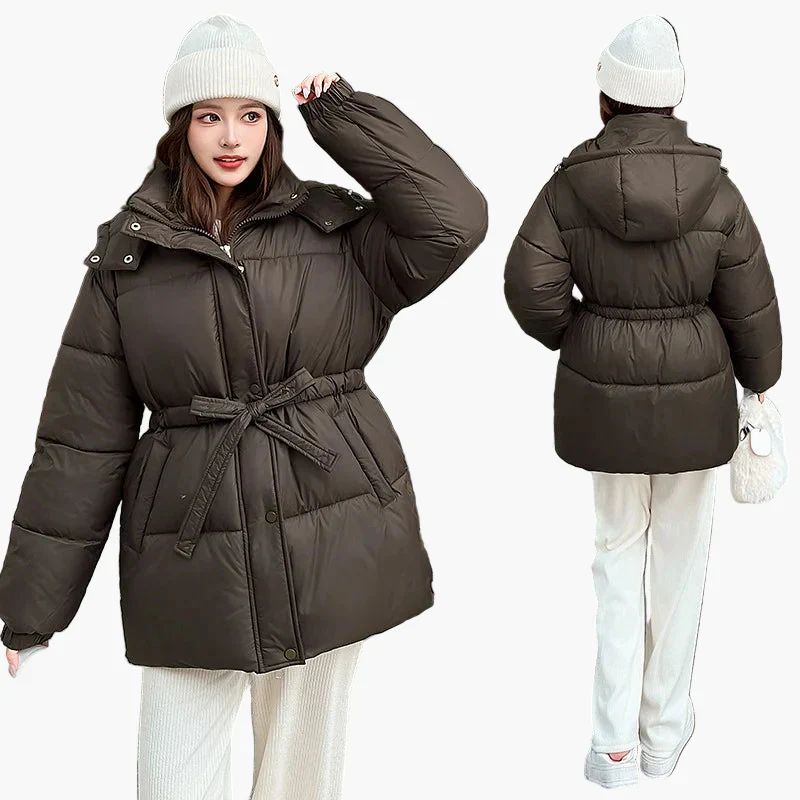 Manteau d'Hiver Matelassé à Capuche Ceinturé pour Femme – Style Décontracté et Tendance - Image 2