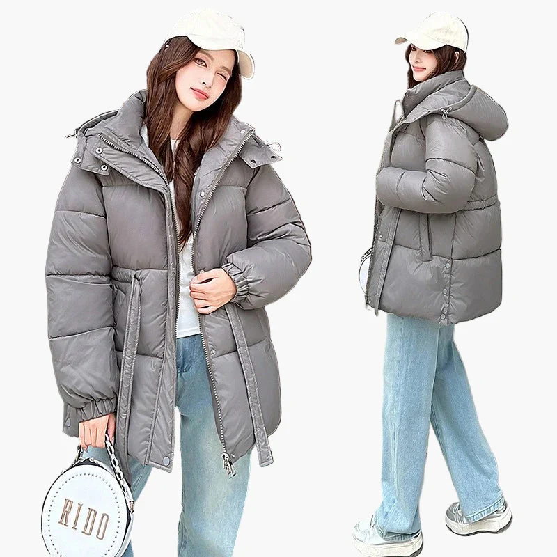 Manteau d'Hiver Matelassé à Capuche Ceinturé pour Femme – Style Décontracté et Tendance - Image 3