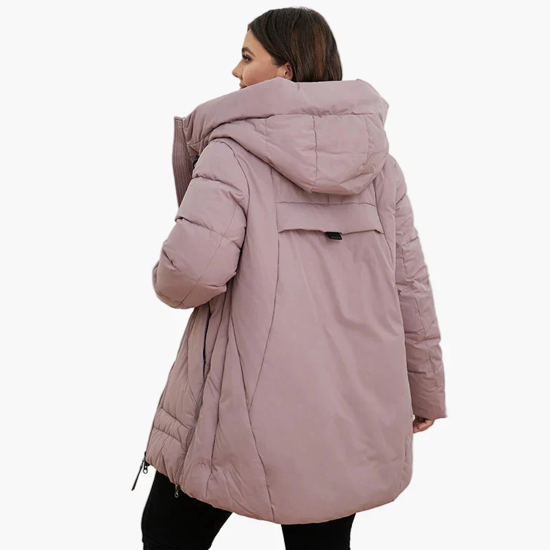 Manteau d'hiver matelassé à capuche pour femme, style moderne et confort quotidien - Image 2