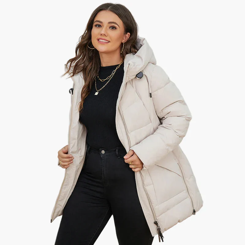 Manteau d'hiver matelassé à capuche pour femme, style moderne et confort quotidien - Image 4