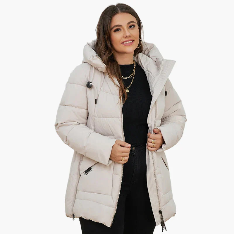 Manteau d'hiver matelassé à capuche pour femme, style moderne et confort quotidien - Image 5