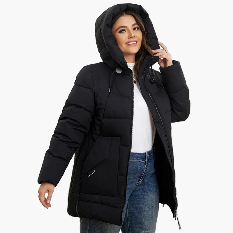 Manteau d'hiver matelassé à capuche pour femme, style moderne et confort quotidien - Image 6