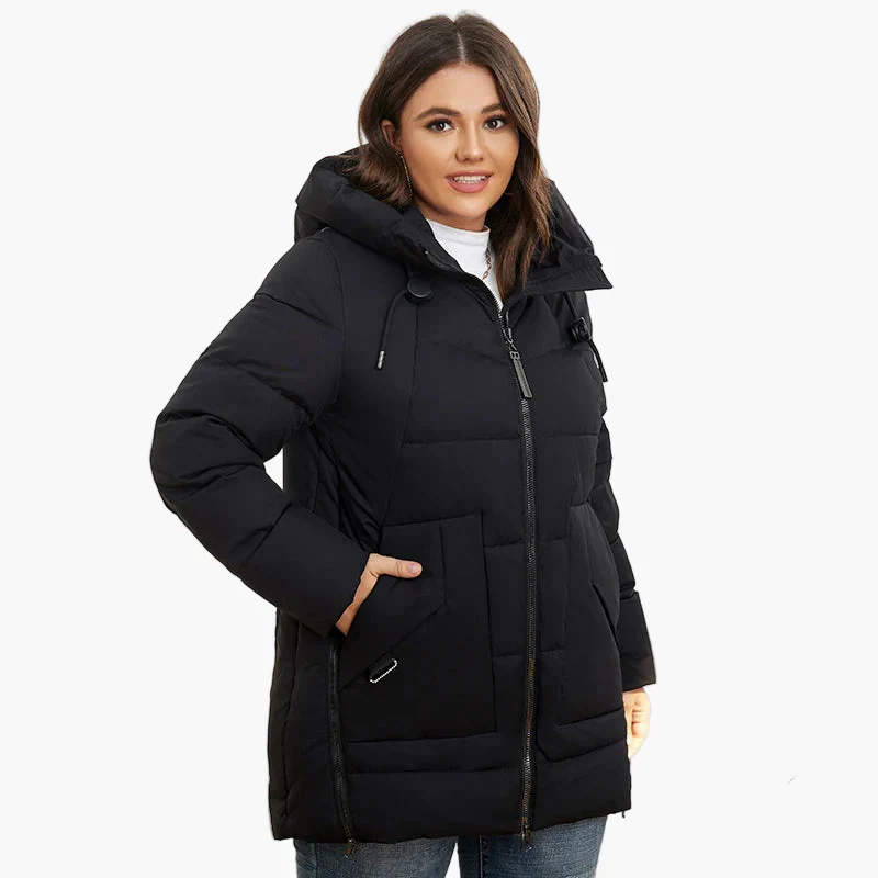 Manteau d'hiver matelassé à capuche pour femme, style moderne et confort quotidien - Image 7