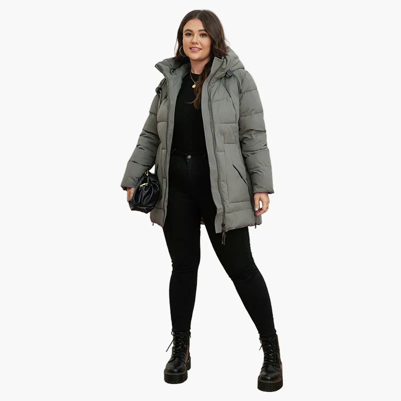 Manteau d'hiver matelassé à capuche pour femme, style moderne et confort quotidien - Image 9
