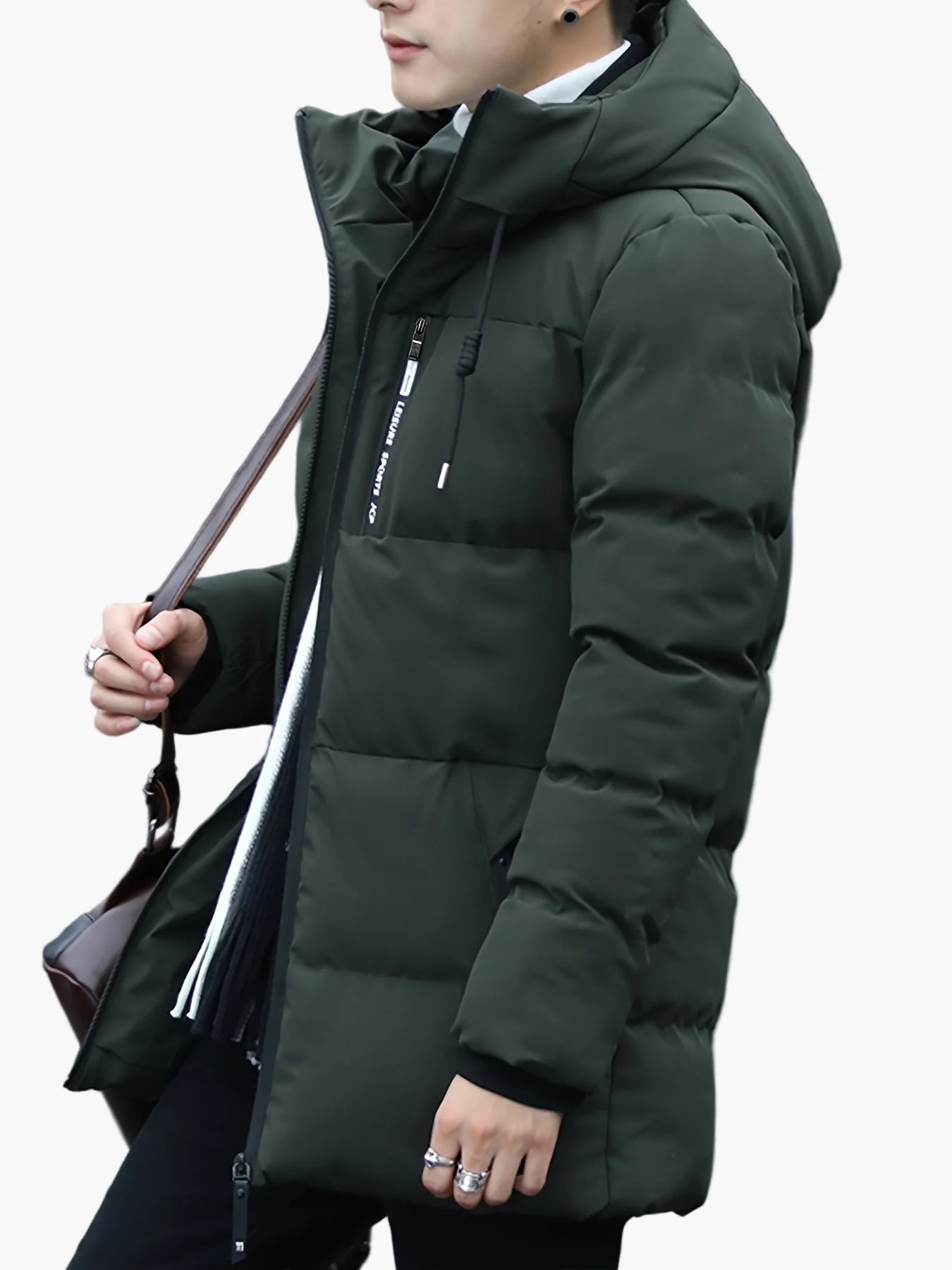 Manteau Homme Long à Capuche Style Urbain pour Hiver et Quotidien - Image 10
