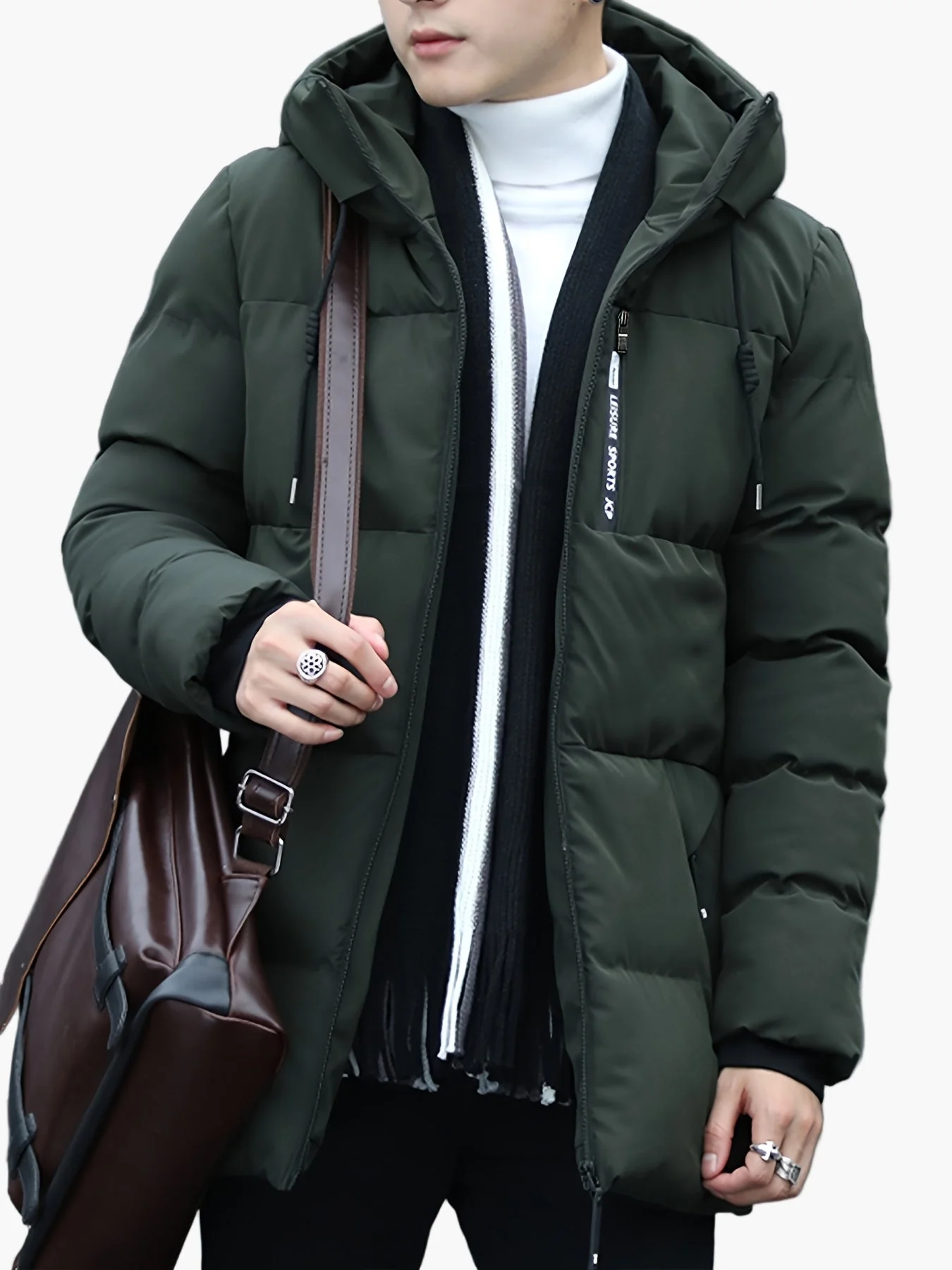 Manteau Homme Long à Capuche Style Urbain pour Hiver et Quotidien - Image 7