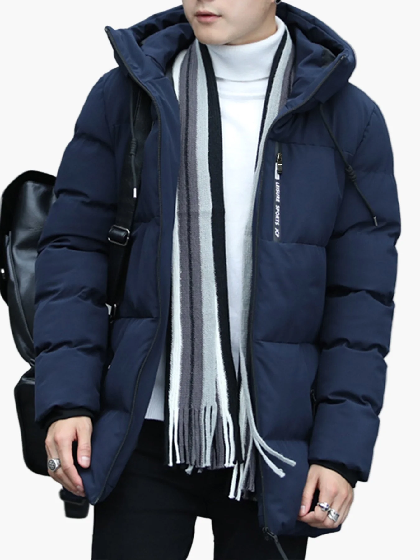 Manteau Homme Long à Capuche Style Urbain pour Hiver et Quotidien - Image 9