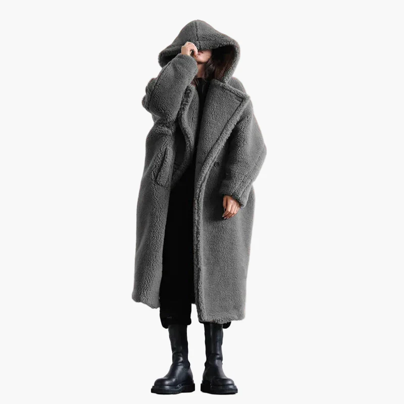 Manteau long à capuche style cocon pour femme – Élégance urbaine et confort oversize - Image 4