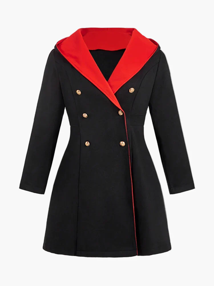 Manteau long à capuche style gothique pour femme, élégant et polyvalent - Image 2