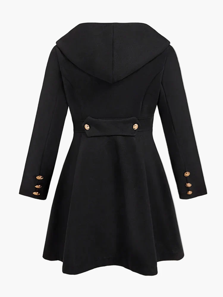 Manteau long à capuche style gothique pour femme, élégant et polyvalent - Image 3