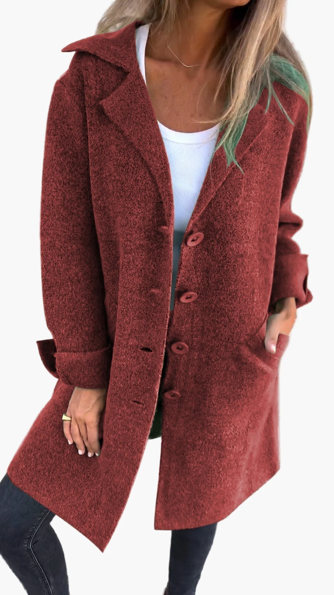 Manteau Long Décontracté à Revers pour Femme – Style Élégant et Polyvalent - Image 10
