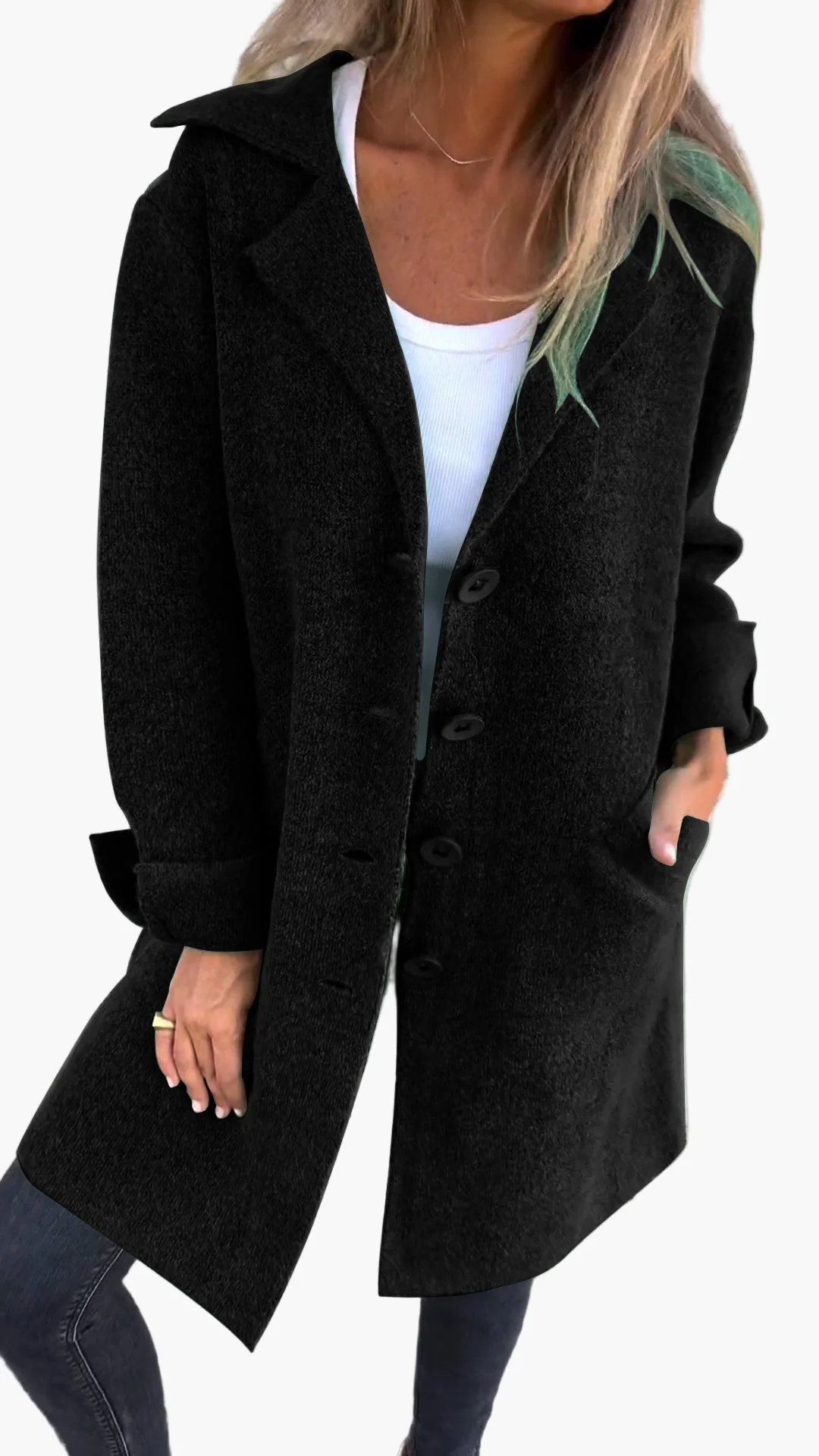 Manteau Long Décontracté à Revers pour Femme – Style Élégant et Polyvalent - Image 11