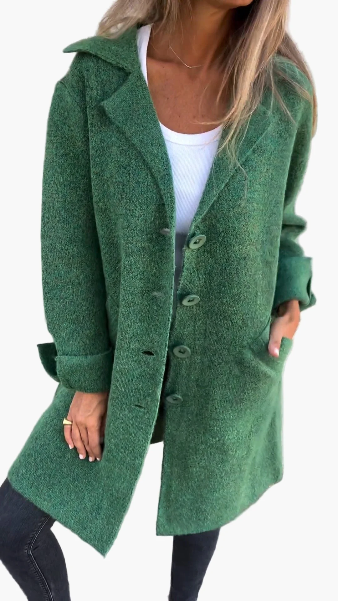 Manteau Long Décontracté à Revers pour Femme – Style Élégant et Polyvalent - Image 2