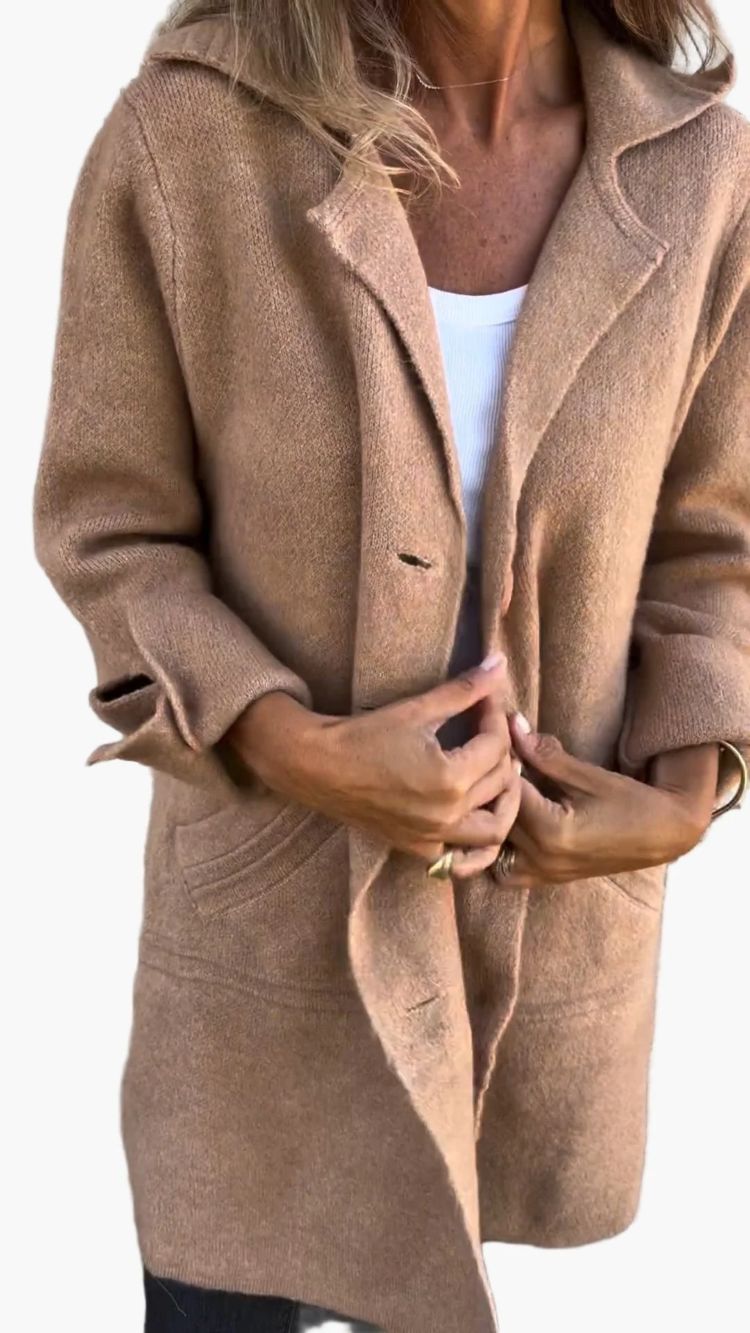 Manteau Long Décontracté à Revers pour Femme – Style Élégant et Polyvalent - Image 3
