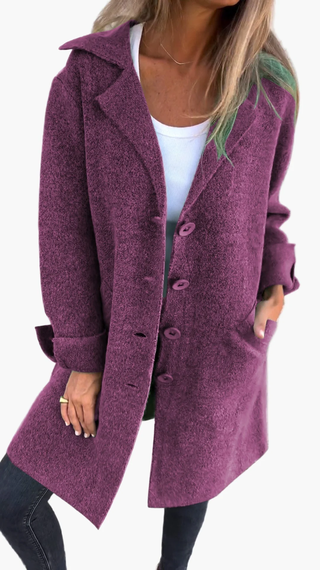 Manteau Long Décontracté à Revers pour Femme – Style Élégant et Polyvalent - Image 7