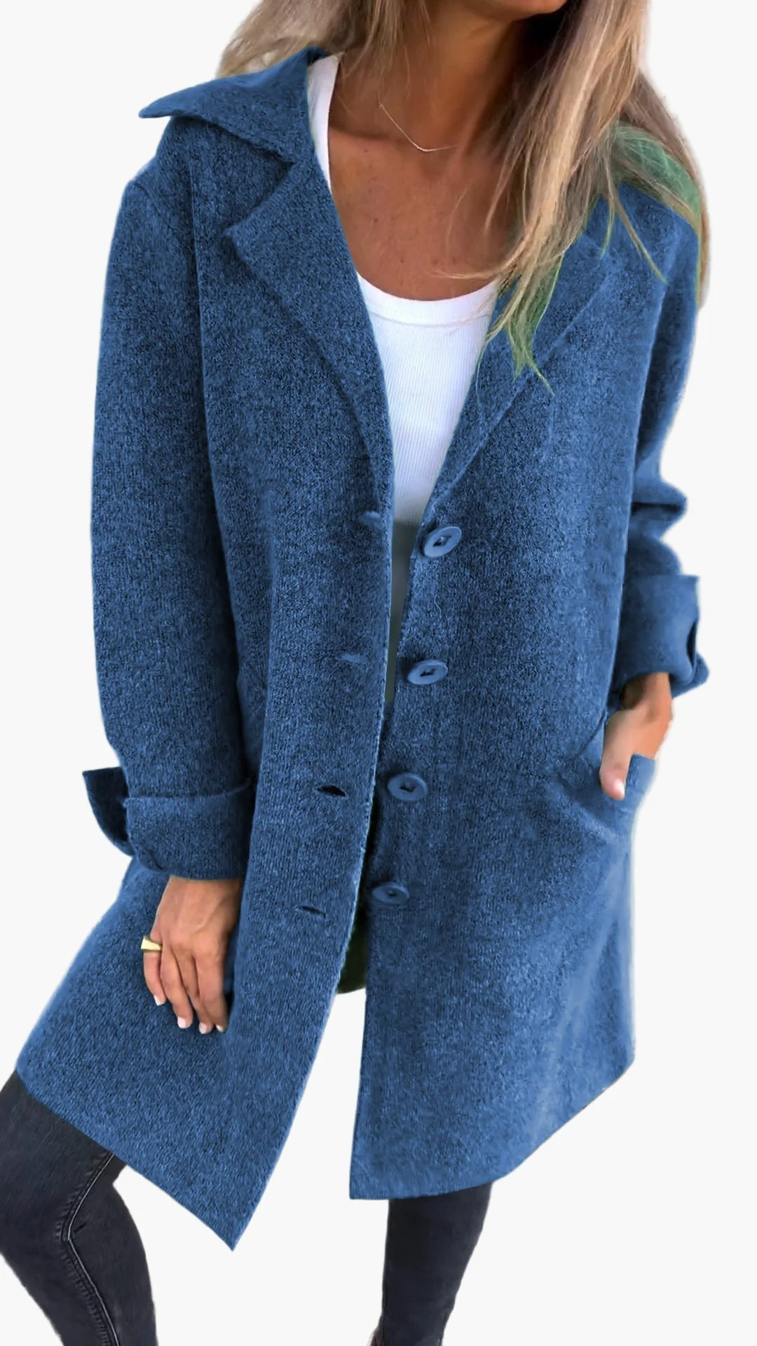 Manteau Long Décontracté à Revers pour Femme – Style Élégant et Polyvalent - Image 9