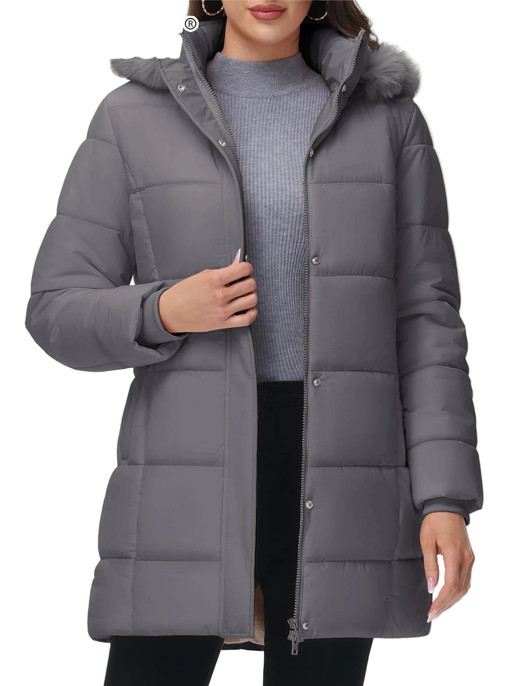 Manteau long doudoune à capuche pour femme, style urbain, usage quotidien et activités extérieures - Image 3