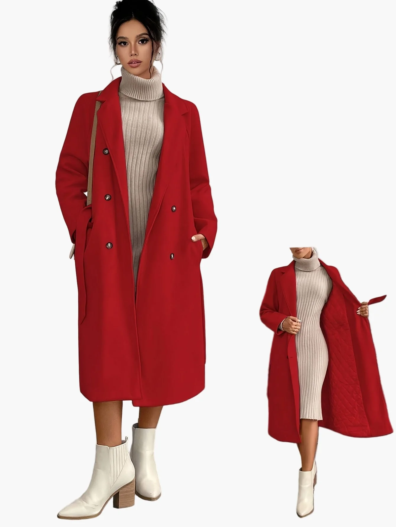 Manteau long élégant pour femme style urbain automne hiver - Image 2