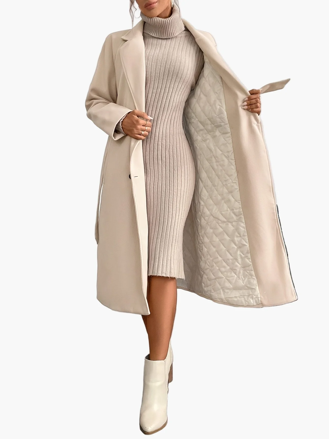 Manteau long élégant pour femme style urbain automne hiver - Image 7