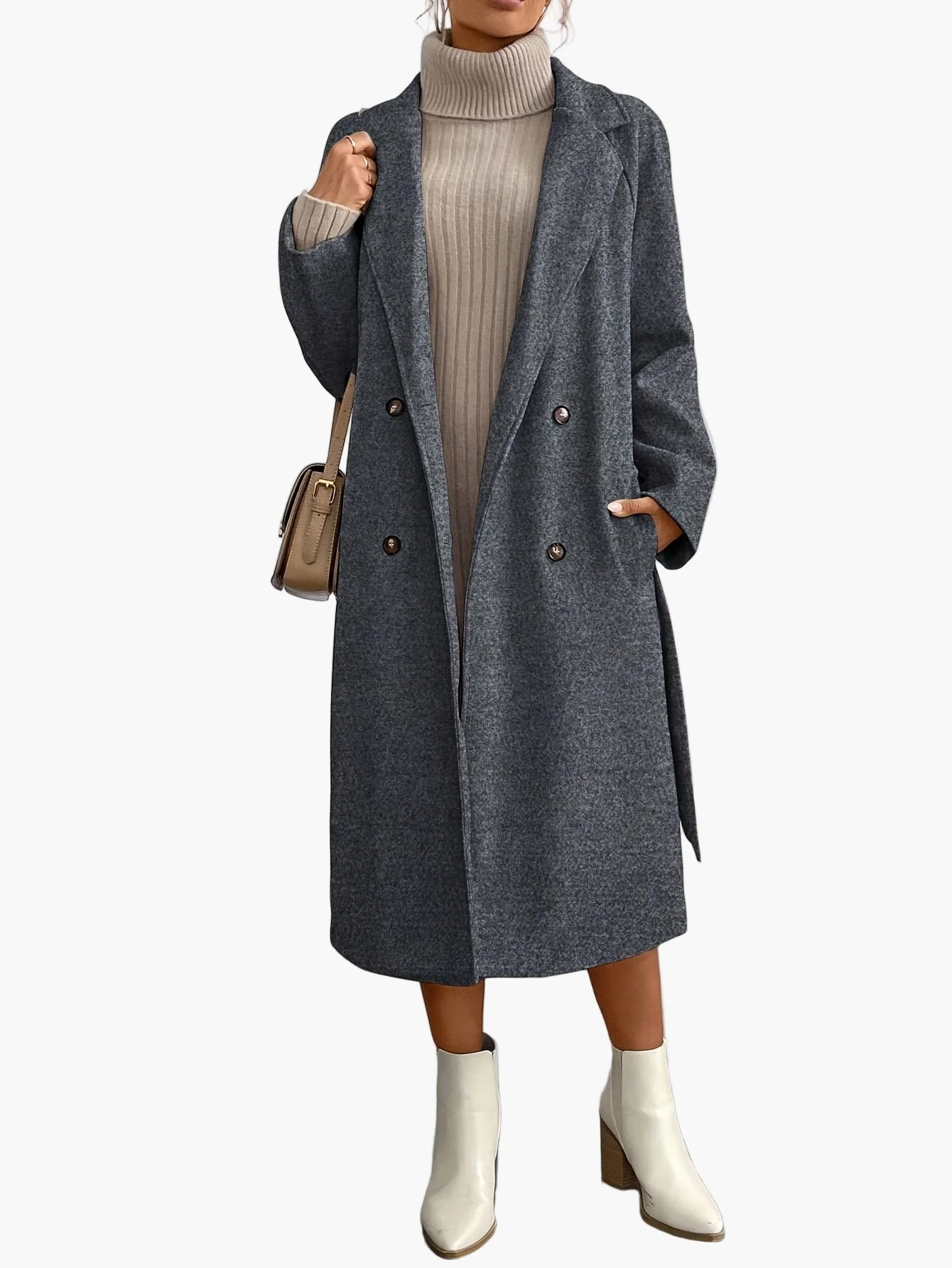 Manteau long élégant pour femme style urbain automne hiver - Image 9