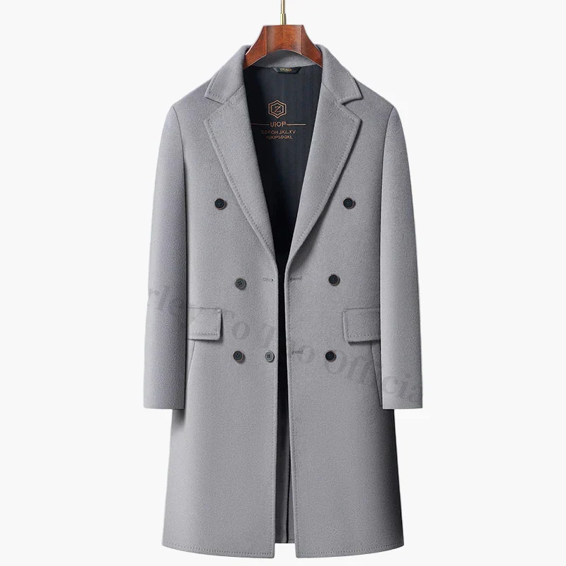 Manteau long élégant homme double boutonnage style urbain – Idéal pour affaires et sorties - Image 7