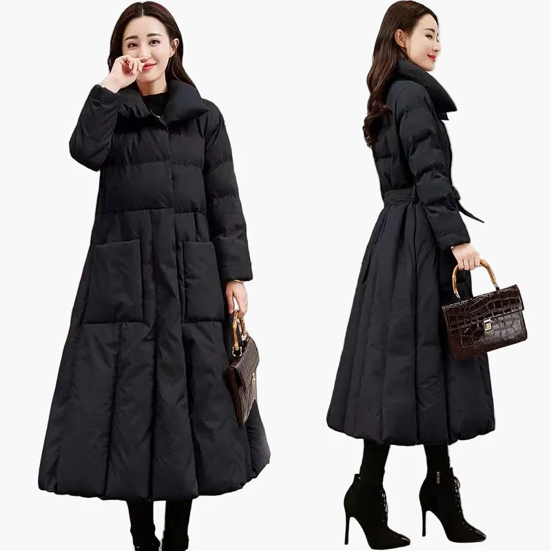 Manteau long femme élégant style doudoune matelassée pour hiver – coupe cintrée chic - Image 2