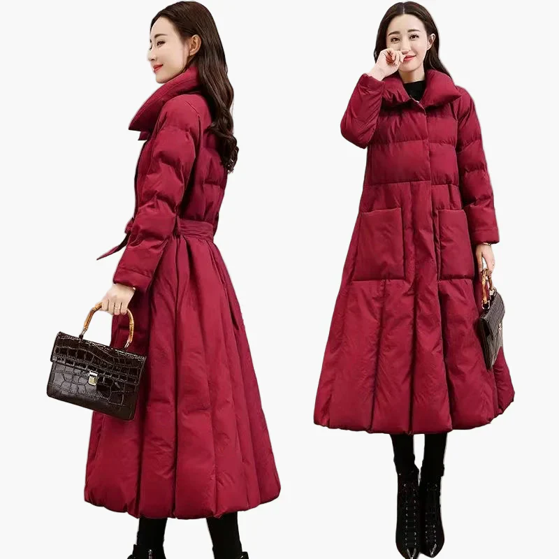 Manteau long femme élégant style doudoune matelassée pour hiver – coupe cintrée chic - Image 3