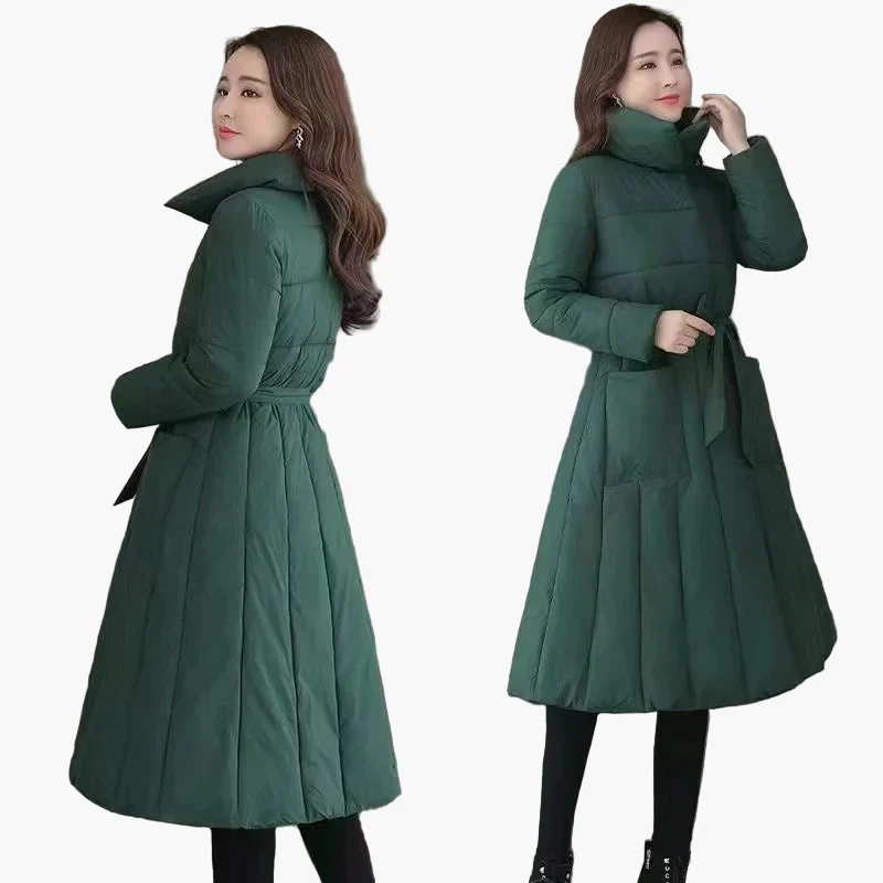 Manteau long femme élégant style doudoune matelassée pour hiver – coupe cintrée chic - Image 4